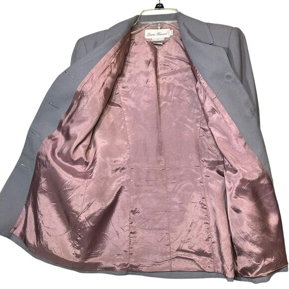 Laura Henson Skirt Suit Womens 6 Petite Gray 2 Piece Blazer Pencil Skirt Lined - Picture 3 of 14